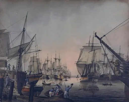 A view of the Pool, below London Bridge., by Samuel Atkins