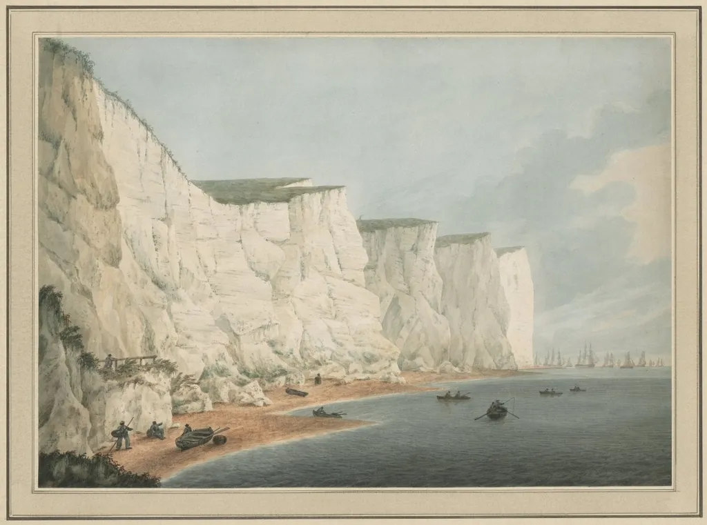 The Fleet Off the Coast, Beachy Head, by Samuel Atkins, 1798