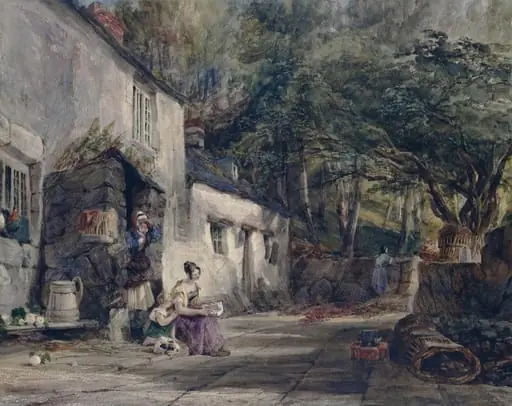 A Cottage in North Wales, with Figures, by Samuel Austin