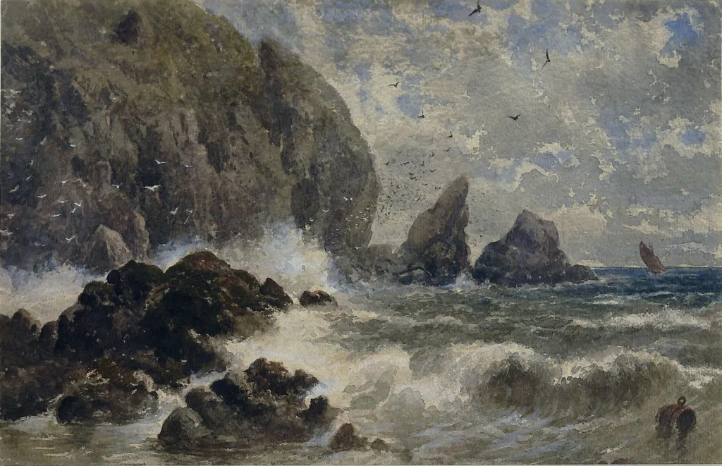 Seascape, by Samuel Bough, watercolor, 1845