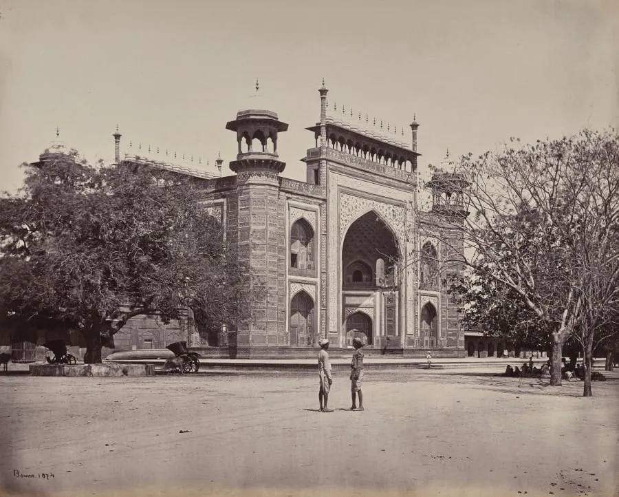 Agra. The Gateway of the Gardens Surrounding the Taj, by Samuel Bourne, 1866