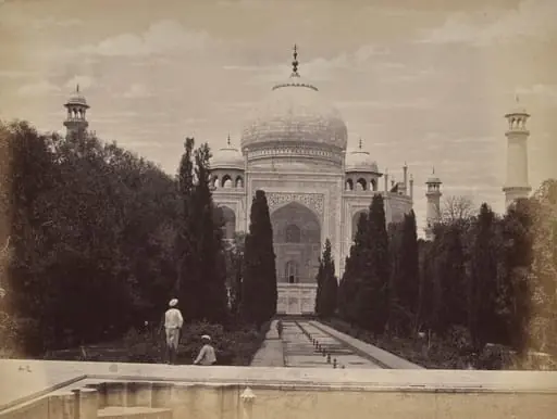 Agra. View of the Taj in Front of Nootkan (The Light of the World), Wife of the Emperor Akbar, View from the River, by Samuel Bourne