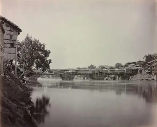 Bridge of Shops, Srinagar, Kashmir, by Samuel Bourne