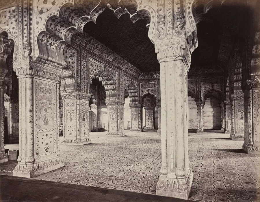 Delhi. The Emperor's Palace. Interior of Dewani in Private Hall, by Samuel Bourne, 1866