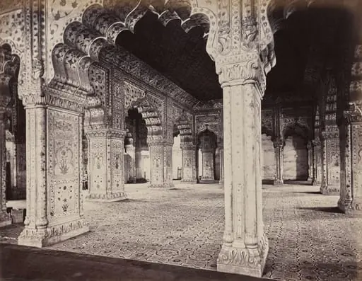 Delhi. The Emperor's Palace. Interior of Dewani in Private Hall, by Samuel Bourne
