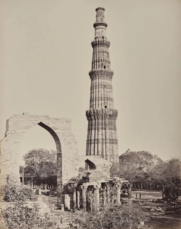 Delhi. The Kootub Minar or Tower in the Ruined City of Old Delhi, by Samuel Bourne, 1866