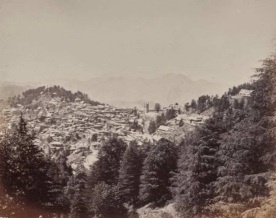 Shimla. From Mount Jakko, Looking West, by Samuel Bourne, 1866
