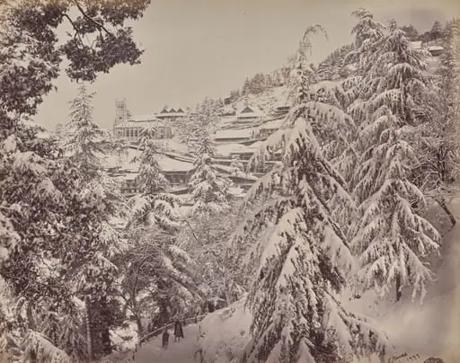 Shimla. View of the Church from Mount Jakko Looking West with Part of the Mall in Winter, by Samuel Bourne