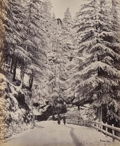Shimla. View on the Mall in Winter, by Samuel Bourne