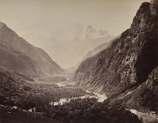 The Upper Himmalayahs. View of Valley from Fallaldasa with Srikanta Peaks in the Distance, by Samuel Bourne