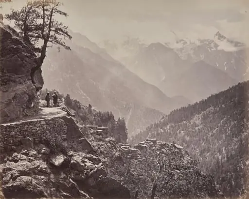 The Upper Himmalayahs. View on the New Road between India and China. Mt. Pangi with the Snowy Peaks of China in the Distance, by Samuel Bourne