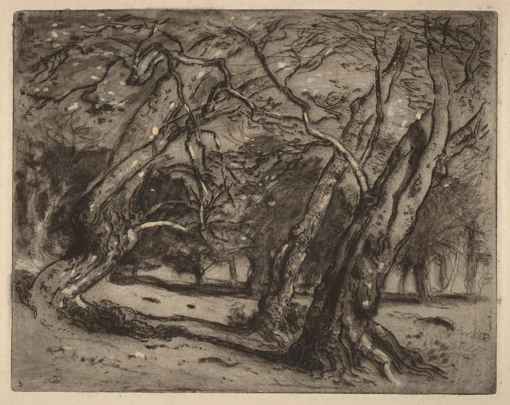 Untitled (Wooded Landscape), by Samuel Colman, ink, 1880