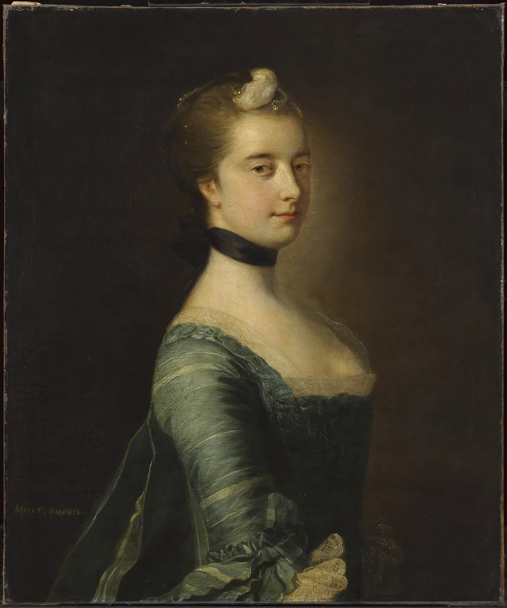 Miss Walpole, Afterwards the Hon. Mrs. Keppel (one of pair), by Samuel Cotes, oil, 1753