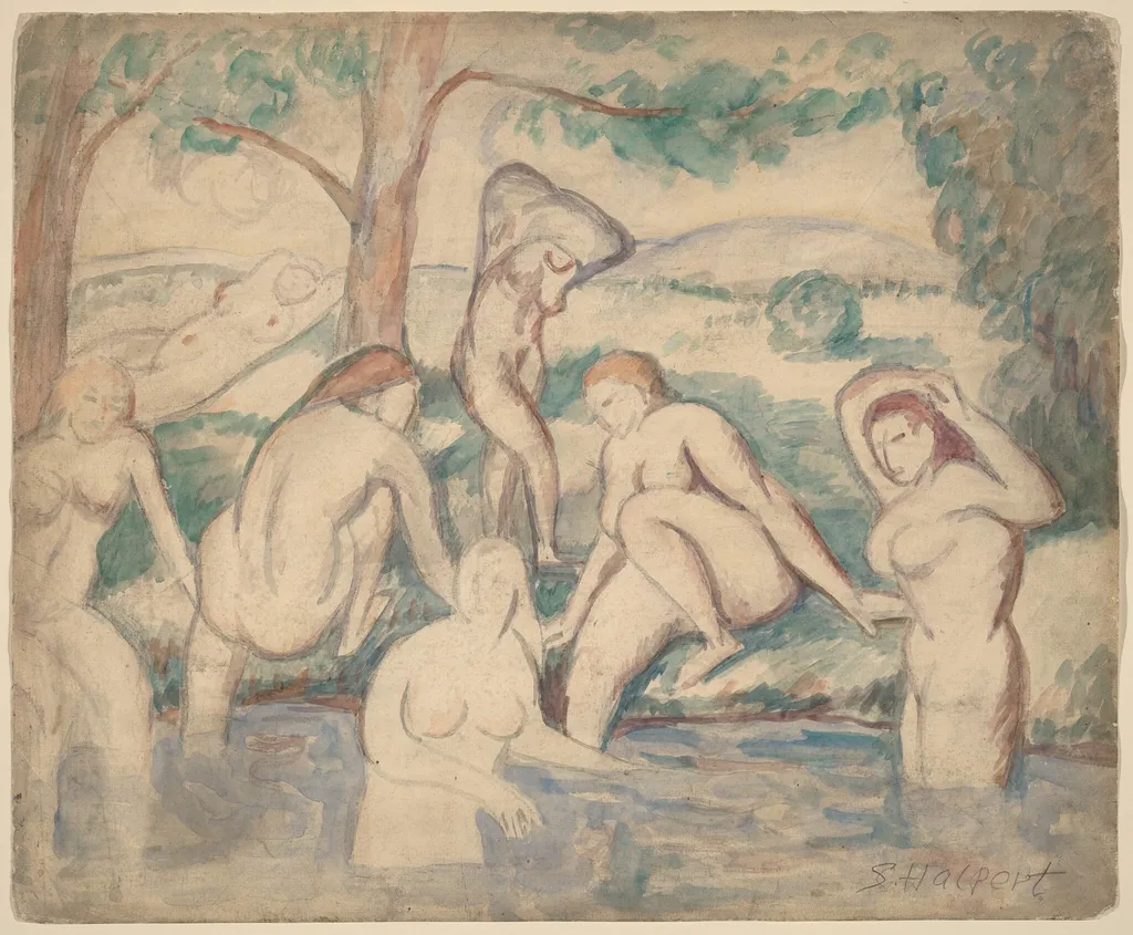 Bathers, by Samuel Halpert, graphite, 1905