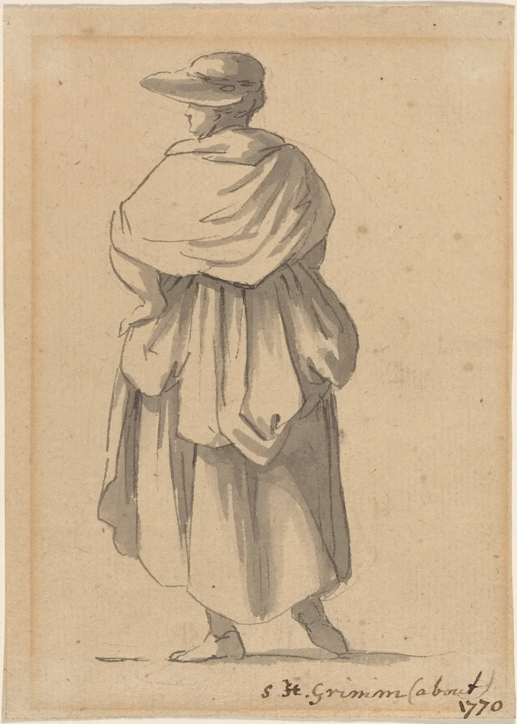 A Peasant Woman, by Samuel Hieronymus Grimm, ink, 1770