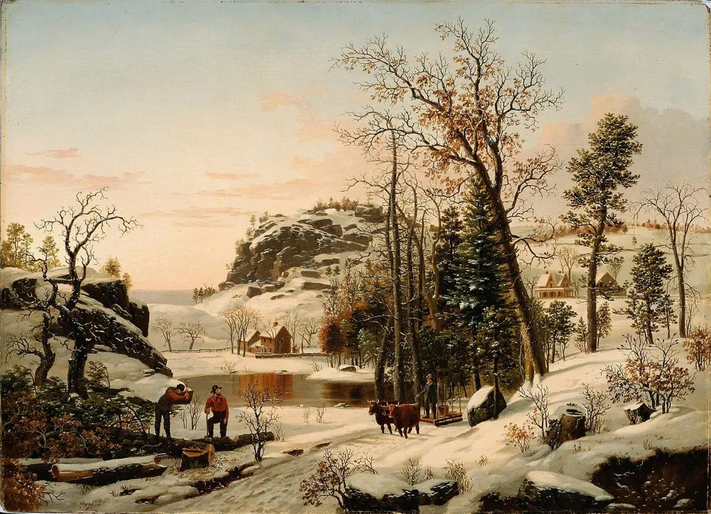 New England Early Winter, by Samuel Lancaster Gerry, oil, 1849