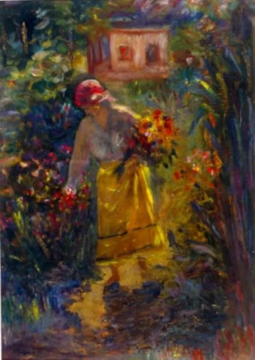Femeie culegând flori, by Samuel Mützner, unspecified, 1949