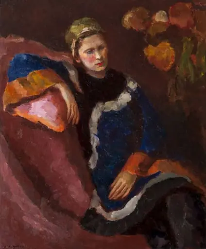 Portret de femeie meditând, by Samuel Mützner