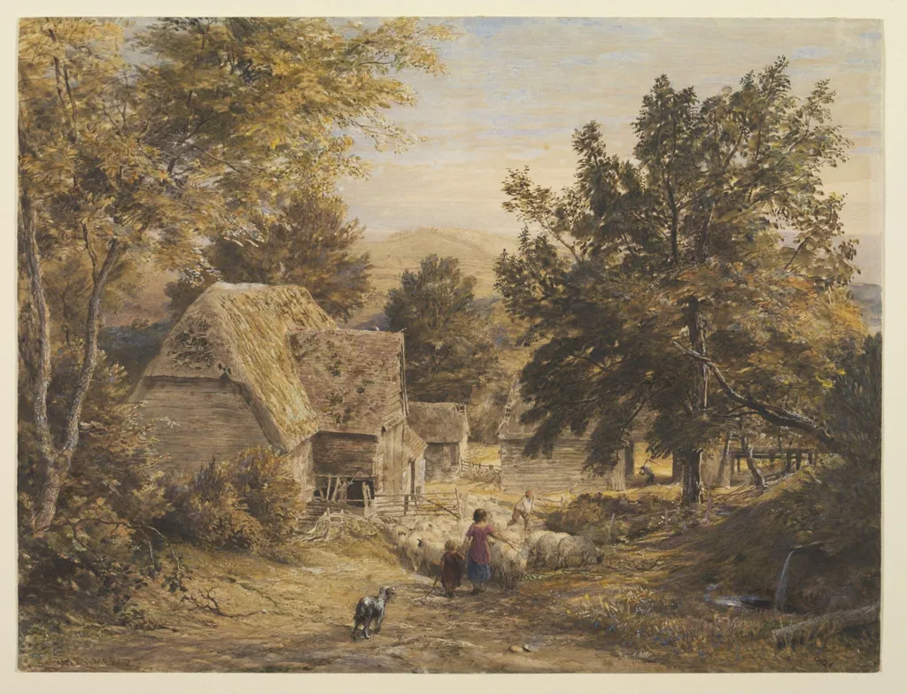 A Farmyard near Princes Risborough, Bucks, by Samuel Palmer, watercolor, 1846