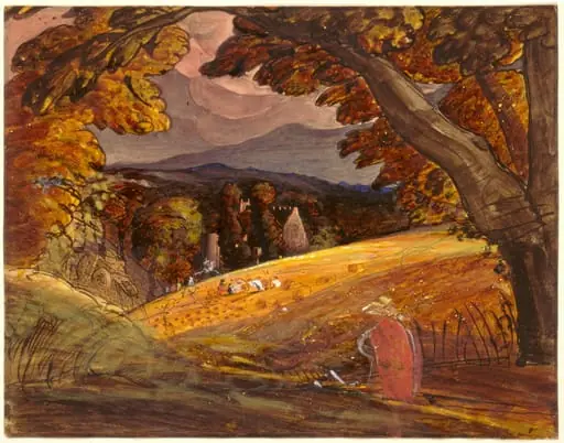 Harvesters by Firelight, by Samuel Palmer