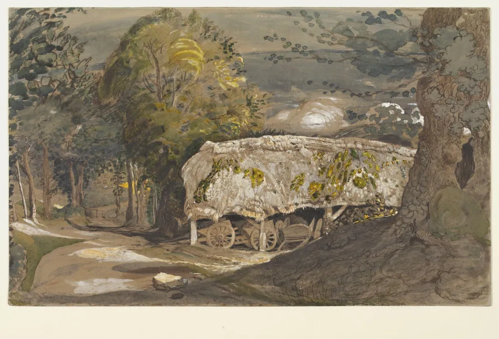 Landscape with a Barn, Shoreham, Kent, by Samuel Palmer, watercolor, 1828