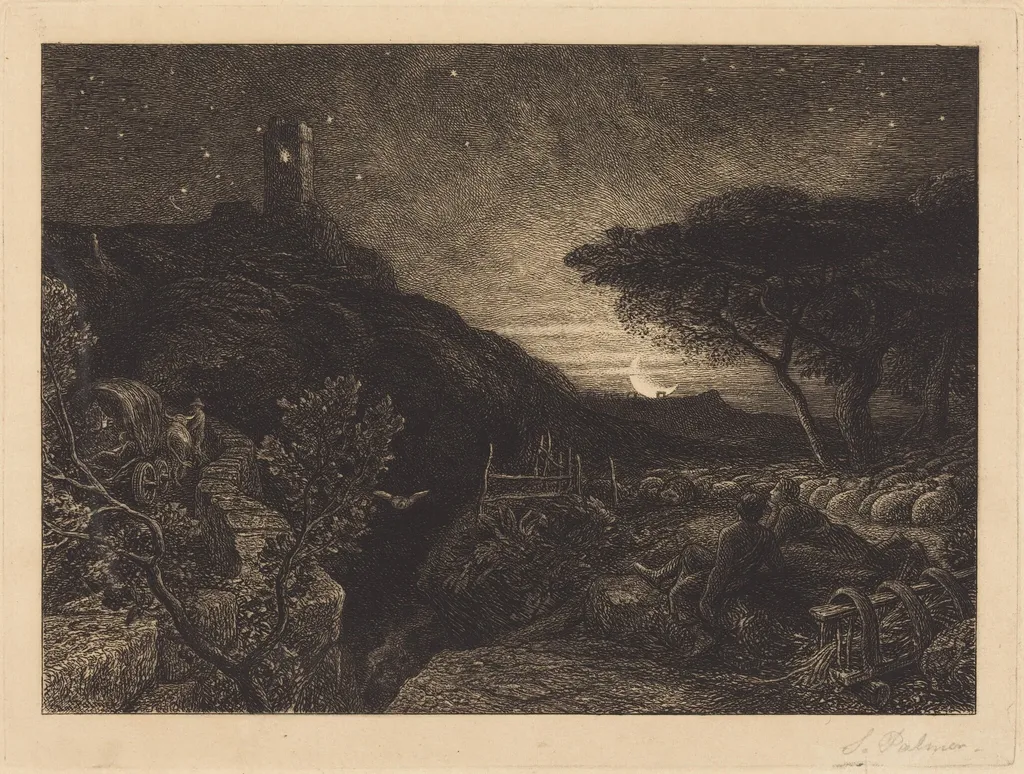 The Lonely Tower, by Samuel Palmer, ink, 1879