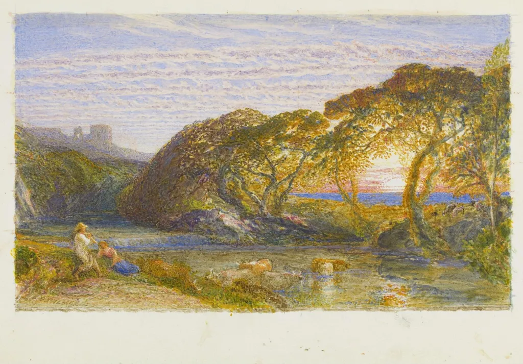 The Shadowy Stream, by Samuel Palmer, watercolor, 1880
