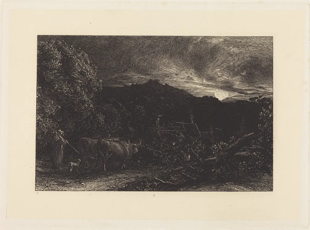 The Weary Ploughman, by Samuel Palmer, ink, 1858