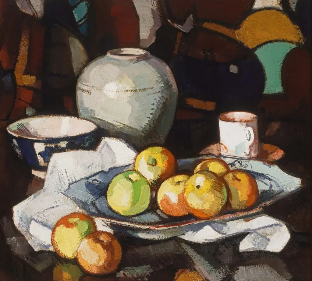 Still life: apples and jar, by Samuel Peploe