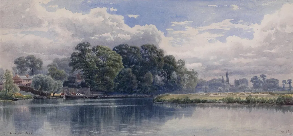 The Thames at Wargrave: Midday, by Samuel Phillips Jackson, watercolor, 1866
