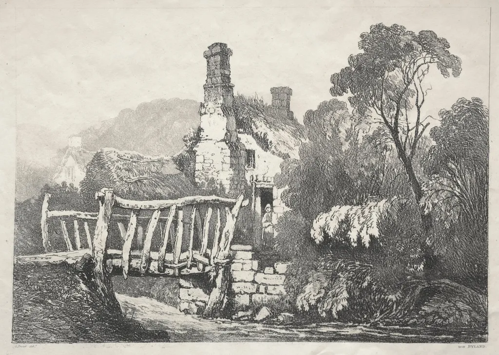 A Series of Ancient Buildings and Rural Cottages in the North of England: Near Byland, by Samuel Prout, 1821