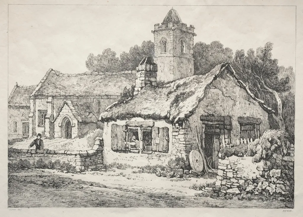 A Series of Ancient Buildings and Rural Cottages in the North of England: Ayton, by Samuel Prout, 1821
