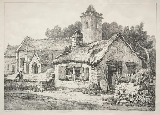 A Series of Ancient Buildings and Rural Cottages in the North of England:  Ayton, by Samuel Prout