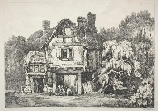 A Series of Ancient Buildings and Rural Cottages in the North of England: Near Ashbourn, by Samuel Prout