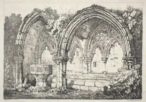 A Series of Ancient Buildings and Rural Cottages in the North of England: Part of Kirkham Abbey, by Samuel Prout
