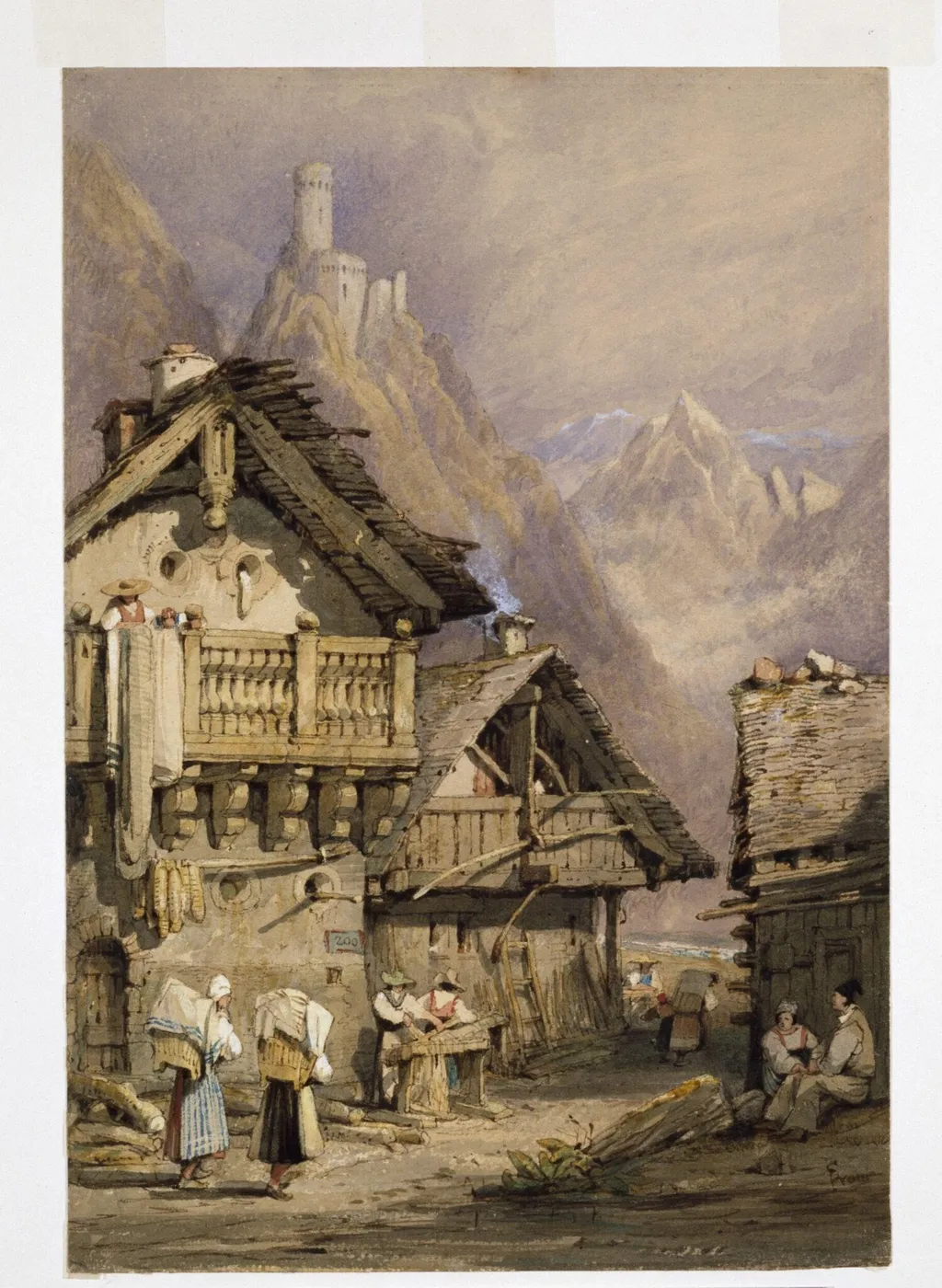 An Alpine Village, by Samuel Prout, watercolor, 1800