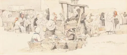 An Outdoor Market, by Samuel Prout