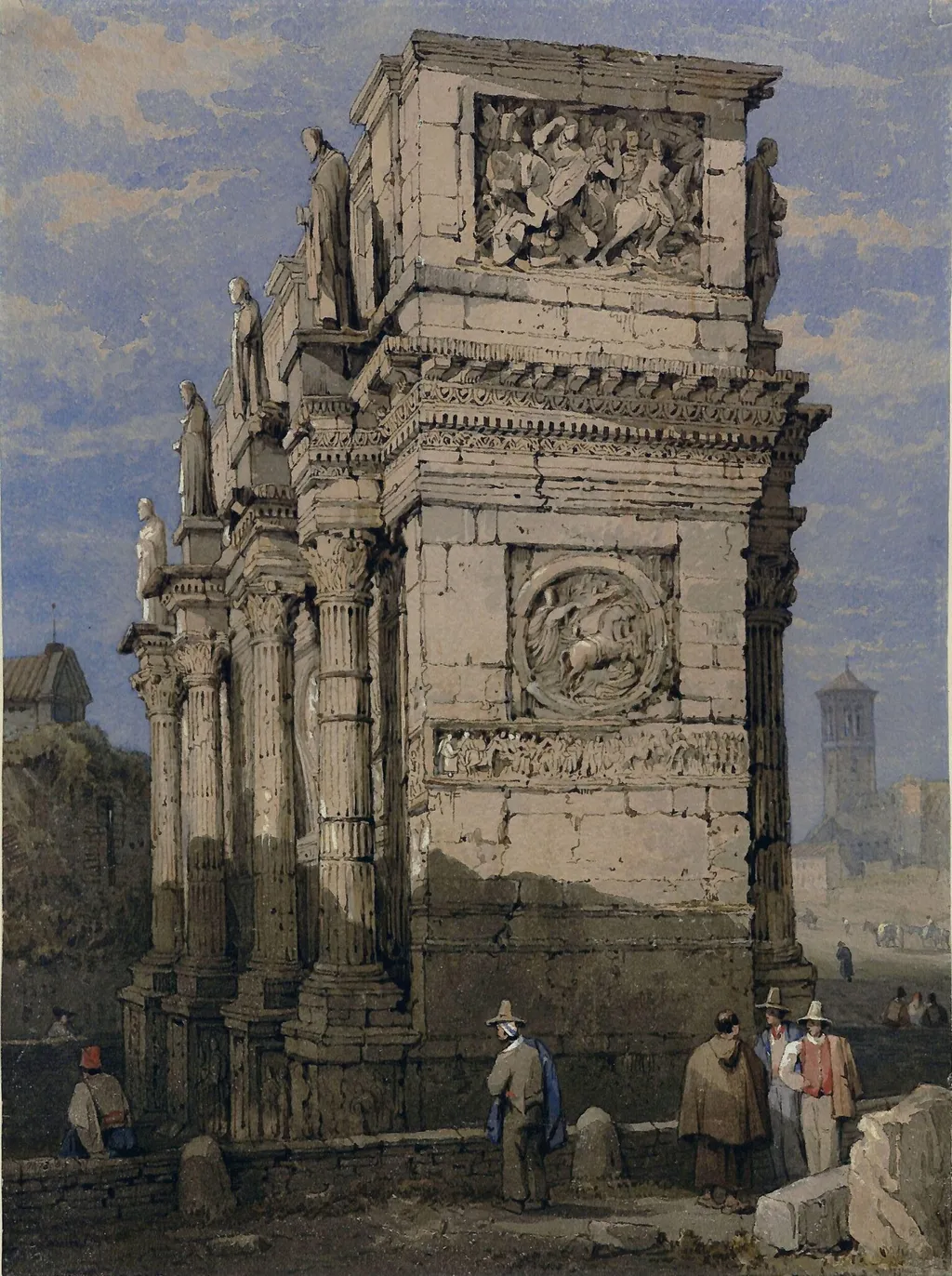 Arch of Constantine, Rome, by Samuel Prout, watercolor, 1800