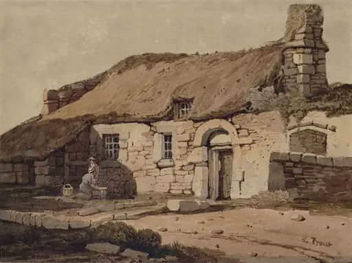 Cottage near Penguswick, Cornwall, by Samuel Prout