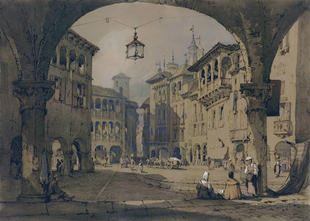 Domo d'Ossola, Piedmont, by Samuel Prout, watercolor, 1850