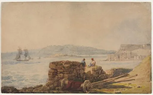 Drake's Island, Plymouth Sound, by Samuel Prout