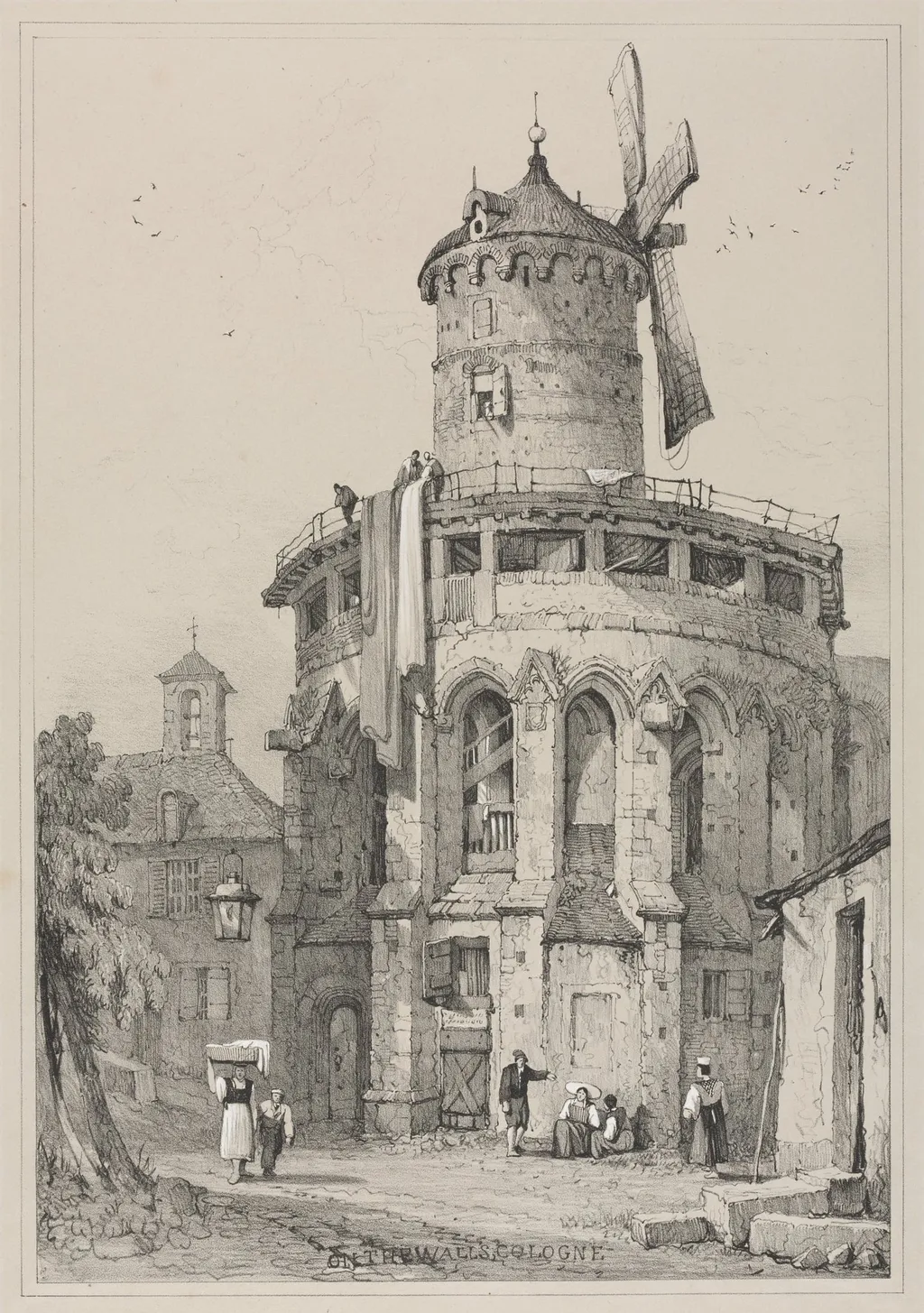 Facsimiles of Sketches Made in Flanders and Germany: On the Walls, Cologne, by Samuel Prout, 1833