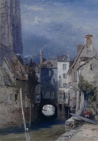On the canal at Abbeville, by Samuel Prout, 1850