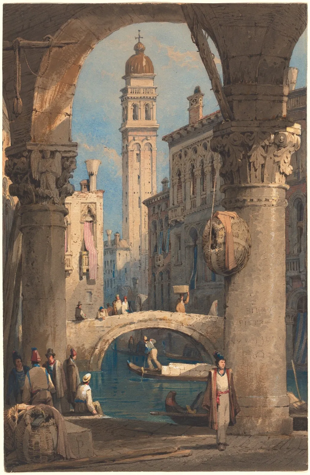 San Giorgio dei Greci, Seen from an Arcade, by Samuel Prout, ink, 1826