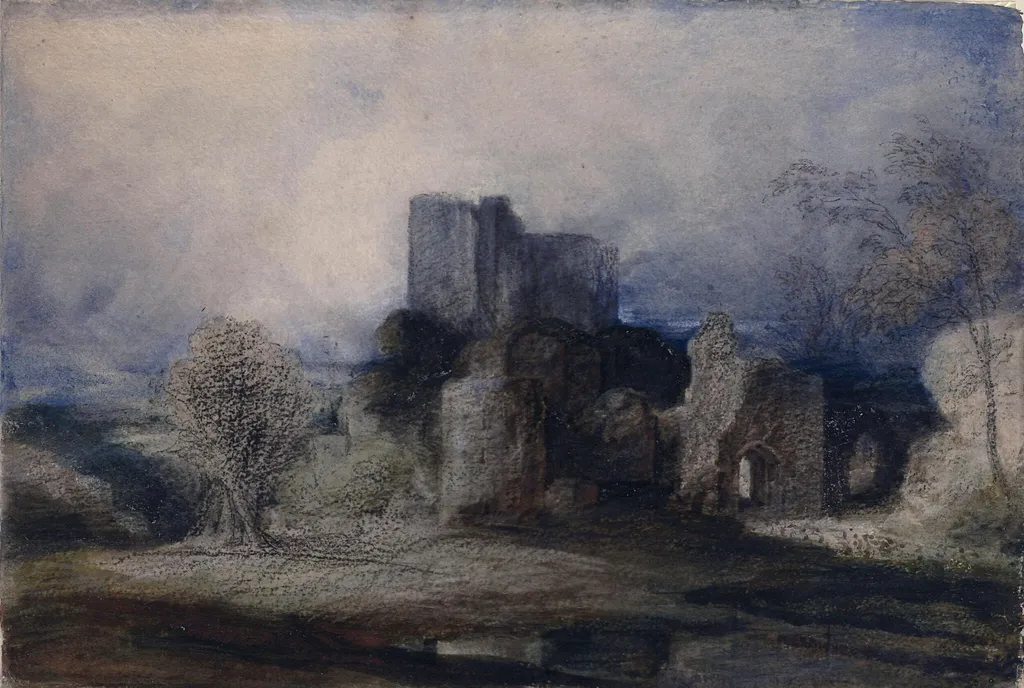 Ruins of a castle, by Samuel Reynolds, watercolor, 1800