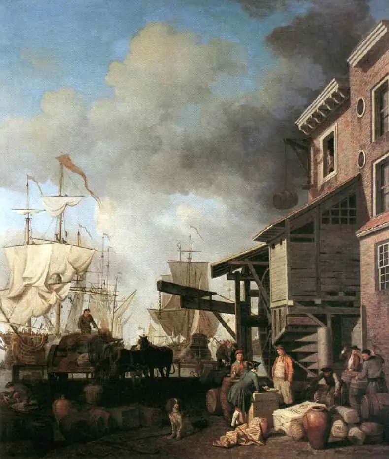 A Thames Wharf, by Samuel Scott, 1757