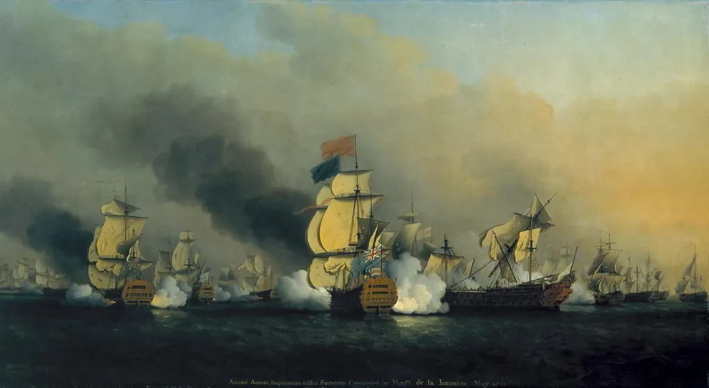 Admiral Anson's Action off Cape Finisterre 1747, by Samuel Scott, unspecified, 1750