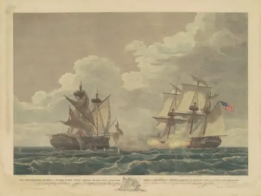 The U.S. Frigate United States Capturing His Britannic Majesty's Frigate Macedonian, by Samuel Seymour