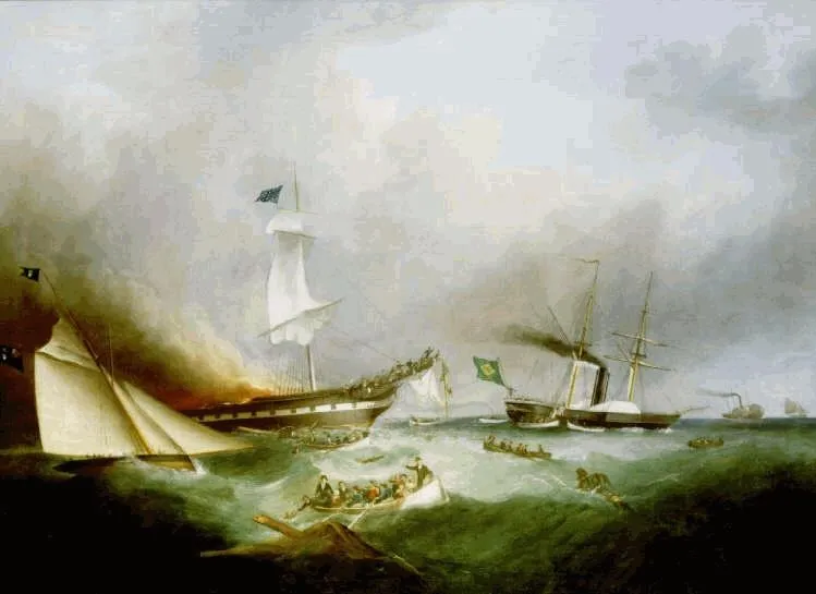 Burning of the Ocean Monarch, by Samuel Walters, oil, 1850