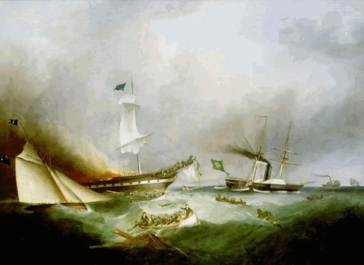 Burning of the Ocean Monarch, by Samuel Walters